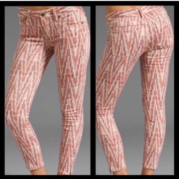 Free People Chevron Print Cropped Skinny Jeans - Picture 2 of 7